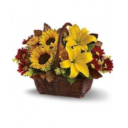 My Lady's Florist Westland - Here's a golden opportunity to make someone's day. Just send this delightful basket of fresh fall flowers to someone who's on your mind and you can be sure it will lift their spirits!