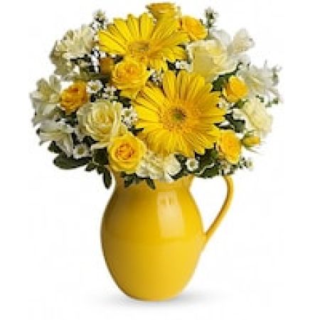 My Lady's Florist Westland - This bouquet is just bright for any occasion! A bright and sunny medley of flowers is hand-delivered in a brilliant ceramic pitcher that can be joyfully used over and over again.