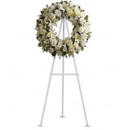 My Lady's Florist Westland - A ring of fragrant, bright white blossoms will create a serene display at any funeral or wake. This classic wreath is delivered on an easel, and is a thoughtful expression of sympathy and admiration.