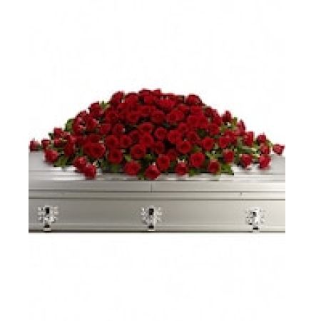 My Lady's Florist Westland - A loving embrace of rich, regal roses in an all-red spray to adorn the casket.