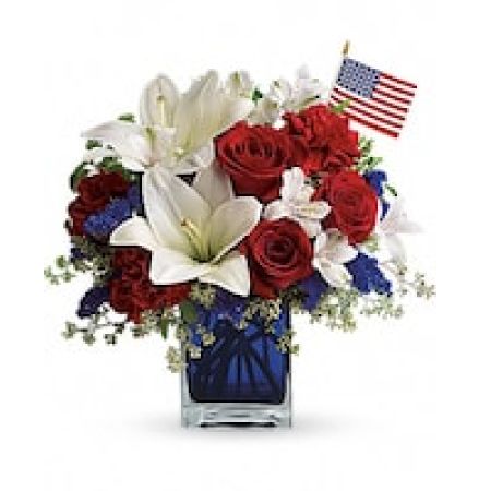 My Lady's Florist Westland - This patriotic arrangement is such a stunning way to honor the courage, the character, the people and the places in this country we call home.