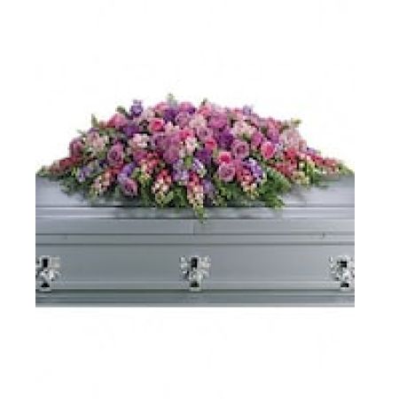 My Lady's Florist Westland - Like a heartfelt embrace, this beautiful casket spray delivers comfort and love in an extraordinary way. A wonderful array of lavender and pink flowers with just the right amount of greenery is a lovely way to pay tribute to someone who will always be with you in heart, mind and spirit.