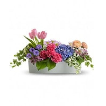 My Lady's Florist Westland - Whether you are invited to a garden party, or just want to celebrate with some dear friends, this spring centerpiece should be on your list. With more personality and aplomb than most parties have to begin with, this show-stopper is sure to please!