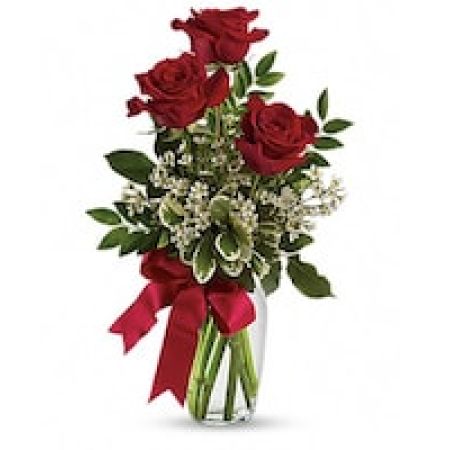 My Lady's Florist Westland - It's the thought that counts, but it counts a bit more when it is expressed with three gorgeous red roses in a lovely arrangement tied up with a red satin ribbon. The flowers are bright and the price is right - the perfect combination for a sweet surprise.