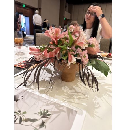 Beaverton Florists- Demo Beaverton - Radiant alstroemeria and delicate stock blossoms bloom in soft shades of pink, creating a centerpiece that whispers elegance and joy. 
Fresh greenery and unique textural accents add depth and a touch of natural beauty to this stunning floral arrangement. 
Perfect for brightening any space, celebrating a special occasion, or simply sending a thoughtful "just because" gift.
This charming bouquet delivers a burst of color and fragrance, guaranteed to lift spirits and create lasting memories – order **pink flowers** today!