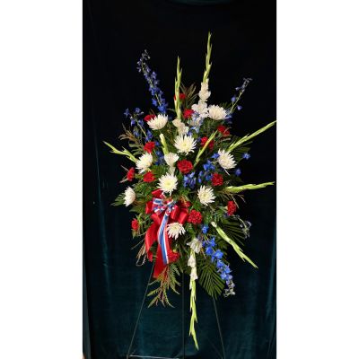 The Flower Box Kingsville - Red white and blue sympathy spray 