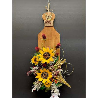 Fortin Gage Nashua - Artificial silk hanging wall art with sunflowers on a cutting board