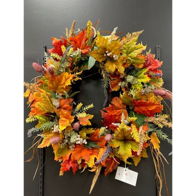 Fortin Gage Nashua - Artificial autumn leaf wreath with other accenting silk florals 