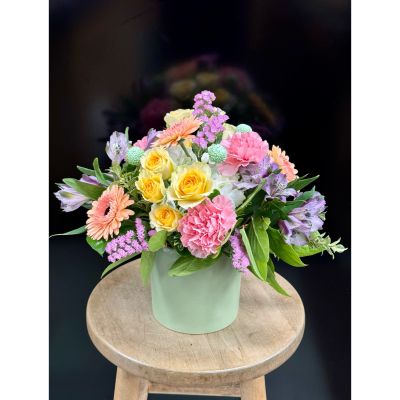 Fortin Gage Nashua - Say what you mean with flowers to your Sweetheart! 

A delightfully candy colored arrangement with her favorite flowers! Mini Gerbera daisy, spray roses, candy pink carnations and more! 