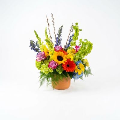 Fortin Gage Nashua - Indulge in a lavish expression of love with our opulent floral arrangement overflowing with beauty and sentiment. Roses, hydrangea, sunflowers, calla lilies, gerbs and an array of other exquisite blooms come together in a harmonious dance of colors and textures. Each petal tells a tale of affection, creating a bouquet that is not only visually stunning but also rich in emotional resonance. This arrangement is a heartfelt way to convey love, appreciation, or celebration. Let this luxurious display be a symbol of your deepest sentiments, leaving a lasting impression on the recipient's heart. 




