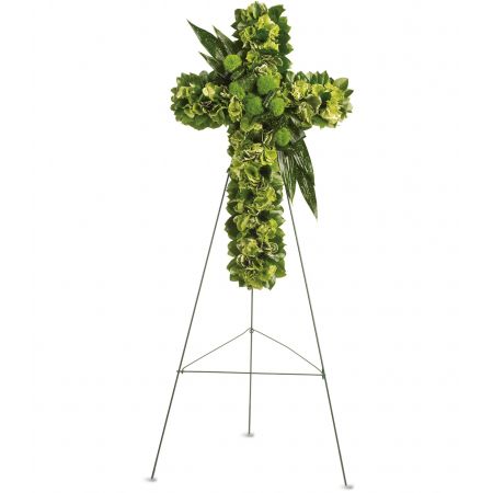 Madison Avenue Florist Sacramento - A spiritual tribute for the religious service, this lovely cross made of green hydrangea, green dianthus and other favorites symbolizes the hope for eternal life.