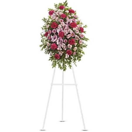 Madison Avenue Florist Sacramento - To send sympathy flowers is a testament of your love and devotion. This feminine standing spray is a pink garden of alstroemeria, gladioli, carnations and asters.