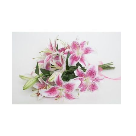 Conroy's Florist & Flower Delivery Mission Viejo - A wrapped bouquet of Fragrant stargazer lilies. CONROY'S CUSTOM DESIGN BY YANG, WILL CALL OR LOCAL DELIVERY ONLY