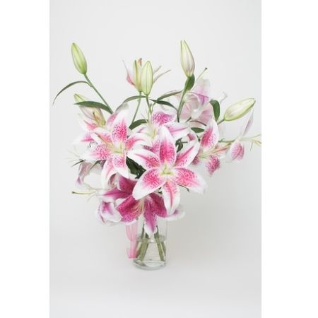 Conroy's Florist & Flower Delivery Mission Viejo - Fragrant stargazer lilies in a clear glass cylinder.\tCONROY'S CUSTOM DESIGN BY YANG, WILL CALL OR LOCAL DELIVERY ONLY
