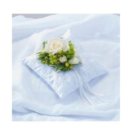 Conroy's Florist & Flower Delivery Mission Viejo - This combination of cream and green flowers is both beautiful and elegant on a satin pillow.