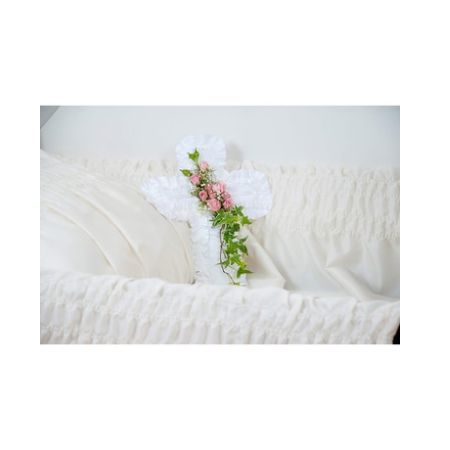 Conroy's Florist & Flower Delivery Mission Viejo - A satin cross pillow enhanced with a touch of flowers.