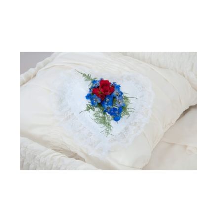 Conroy's Florist & Flower Delivery Mission Viejo - A satin heart pillow enhanced with a touch of flowers.