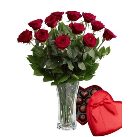Conroy's Florist & Flower Delivery Mission Viejo - Send your sweetheart this special of one dozen red roses with a heart-shaped box of chocolates.  