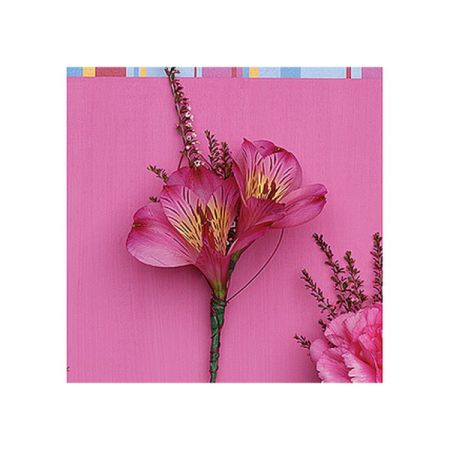 Conroy's Florist & Flower Delivery Mission Viejo - The boutonniere complements the wrist corsage, featuring a single Alstroemeria bloom carefully selected for its vibrancy and elegance. The bloom is often accented with complementary greenery or filler flowers to enhance the overall design. The boutonniere is designed to be worn on the lapel of a suit or jacket, adding a touch of sophistication and completing a gentleman's ensemble for any formal event.