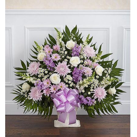 Heartfelt Tribute™ Lavender & White Floor Basket Arrangement