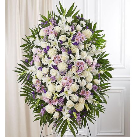 Lavender And White Funeral Standing Spray