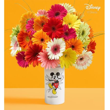 Disney Mickey Mouse Vase With Assorted Gerbera Daisies