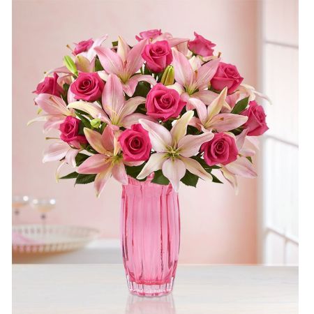Magnificent Pink Rose & Lily Bouquet