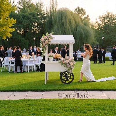 Tom's Florist Smyrna - Floral Cart Rental – Up to 4 Hours

Add charm and elegance to your next event with our beautifully styled Floral Cart. Overflowing with seasonal blooms, this versatile cart can be customized to suit your occasion—whether it’s showcasing cupcakes, charcuterie, hors d’oeuvres, wine, or styled as a floral statement piece on its own. Perfect for weddings, showers, corporate gatherings, and parties, it brings both function and beauty to your celebration.