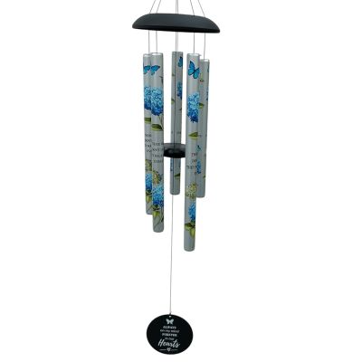 Tom's Florist Smyrna - Honor the memory of a loved one with this beautiful Blue Hydrangea Memorial Wind Chime. Featuring the heartfelt sentiment, "Those we love don't go away, they walk beside us every day," this thoughtful keepsake offers comfort and remembrance for those who are grieving.

Designed with five precision-tuned aluminum tubes and a durable high-density striker, this 35-inch wind chime creates a soft, peaceful melody. It can be displayed in a garden, on a porch, or near an open window, providing a gentle reminder of cherished memories.

The elegant blue hydrangea design symbolizes hope, patience, and understanding, making this wind chime a meaningful sympathy gift for the loss of a parent, spouse, sibling, child, friend, or other loved one.

Please note: Stand is not included. A metal stand may be added at an additional charge. 

Features:
- Heartfelt memorial sentiment
- Beautiful blue hydrangea design
- Five aluminum tubes with soothing tones
- Overall height: approximately 35 inches
- Suitable for outdoor or indoor display
- A thoughtful sympathy or memorial gift