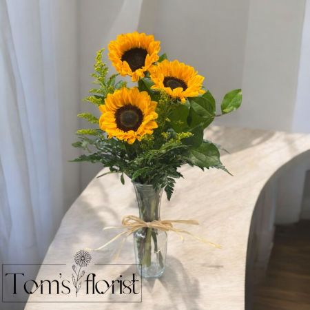Tom's Florist Smyrna - Bright, bold, and full of joy, our Sunflower Fields arrangement brings the warmth of a sun-drenched meadow into any space. Featuring a stunning display of fresh, golden sunflowers, this bouquet radiates happiness, positivity, and natural beauty. Whether celebrating a special occasion or simply sharing a little sunshine, this arrangement is the perfect way to brighten someone’s day.

Please note: Sunflower sizes may vary depending on the season, but their beauty and charm remain the same.