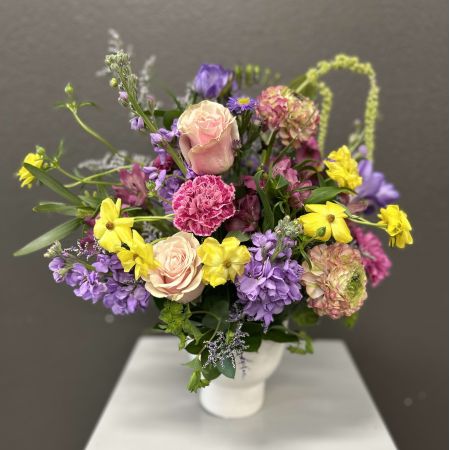 Conroy's Flowers San Diego San Diego - Playful, vibrant, and full of life, this enchanting arrangement features soft blush roses, cheerful yellow blooms, rich pinks, and dreamy purples dancing together like butterflies in a garden. Accented with fresh greenery and delicate textures, it brings a joyful, storybook charm to any space. Perfect for celebrations, cheerful surprises, or adding a pop of happiness and color to the day.

**Flowers and vase my vary based on availability. We will preserve the color palette and theme of the design.
