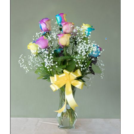 Premium Long Stem Rainbow Roses