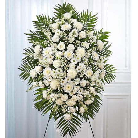 White Funeral Standing Spray