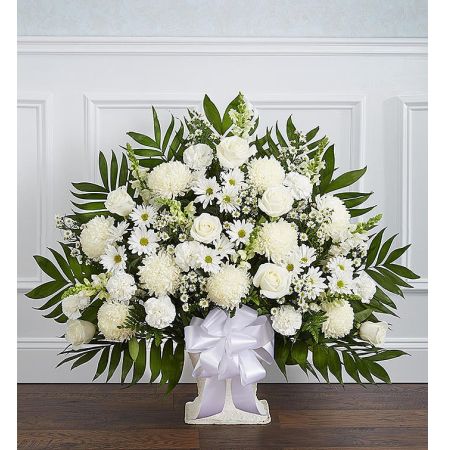 Heartfelt Tribute™ White Floor Basket Arrangement