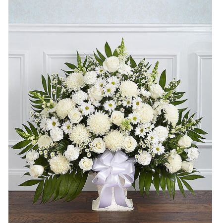 Heartfelt Tribute™ White Floor Basket Arrangement
