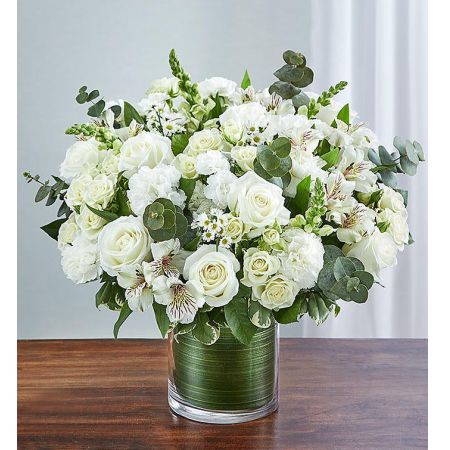 Conroy's Flowers El Cajon El Cajon - Treasure timeless memories with "Cherished Memories™ All White." This striking all-white sympathy arrangement features roses, snapdragons, alstroemeria, and more. It is elegantly designed by hand in a graceful cylinder vase, serving as a touching tribute to a life well-lived and the memories that will be held dear forever. With our same-day flower delivery, you can promptly share this meaningful arrangement with those who are mourning. "Cherished Memories™ All White" is a heartfelt and elegant expression that brings solace and warmth during challenging moments, offering comfort and support.






