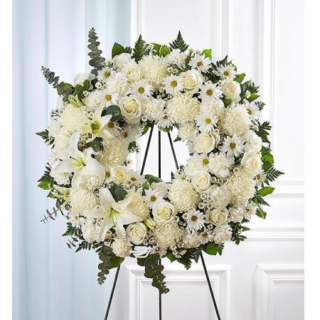 All White Funeral Wreath