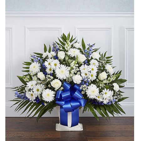 Heartfelt Tribute™ Blue & White Floor Basket Arrangement