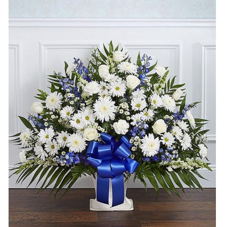 Heartfelt Tribute™ Blue & White Floor Basket Arrangement