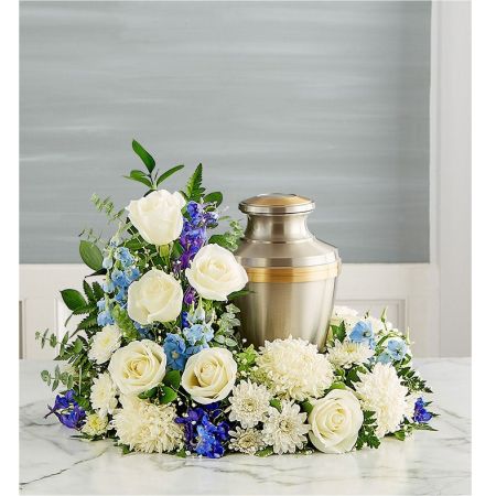 Cremation Wreath- Blue and White