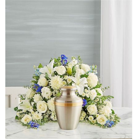 Crescent Cremation Arrangement- Blue and White