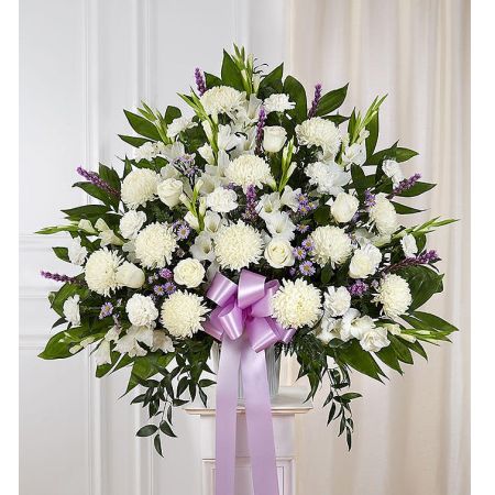 Heartfelt Sympathies Lavender & White Standing Basket