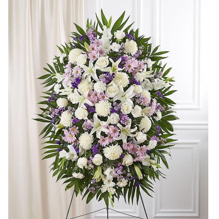 Lavender And White Funeral Standing Spray