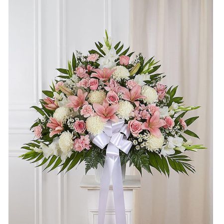 Heartfelt Sympathies™ Standing Basket- Pink &White