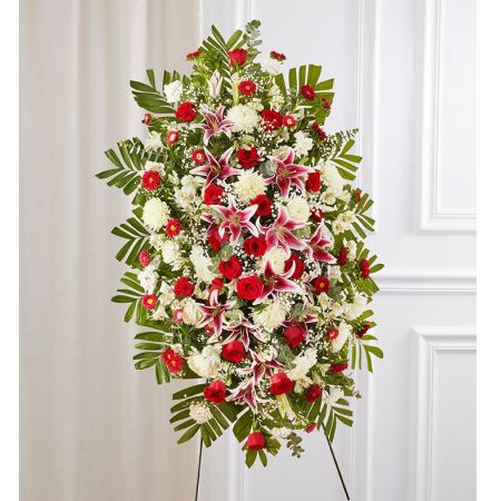 Red Rose And Lily Standing Spray