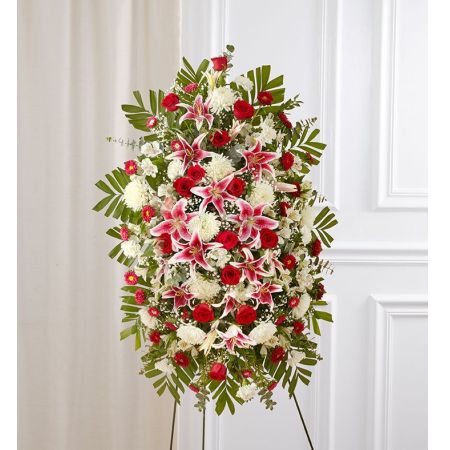 Red Rose And Lily Standing Spray