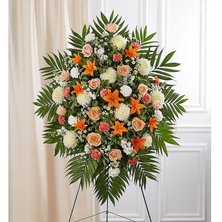 Peach, Orange & White Sympathy Standing Spray