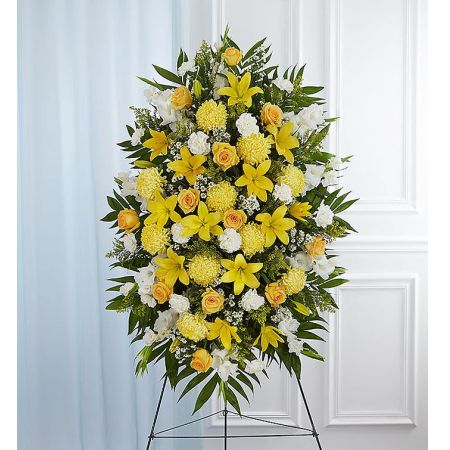 Yellow & White Sympathy Standing Spray