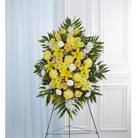 Yellow & White Sympathy Standing Spray