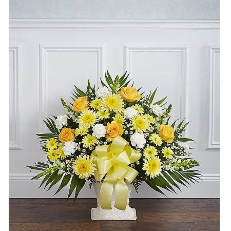Heartfelt Tribute™ Yellow Floor Basket Arrangement